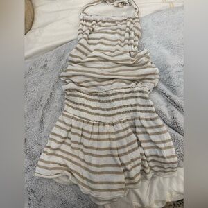 Chic Striped Tan and White Romper